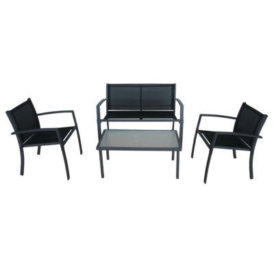 Metal 4-Seater Patio Set - Black Metal 4-Seater Patio Set - Black